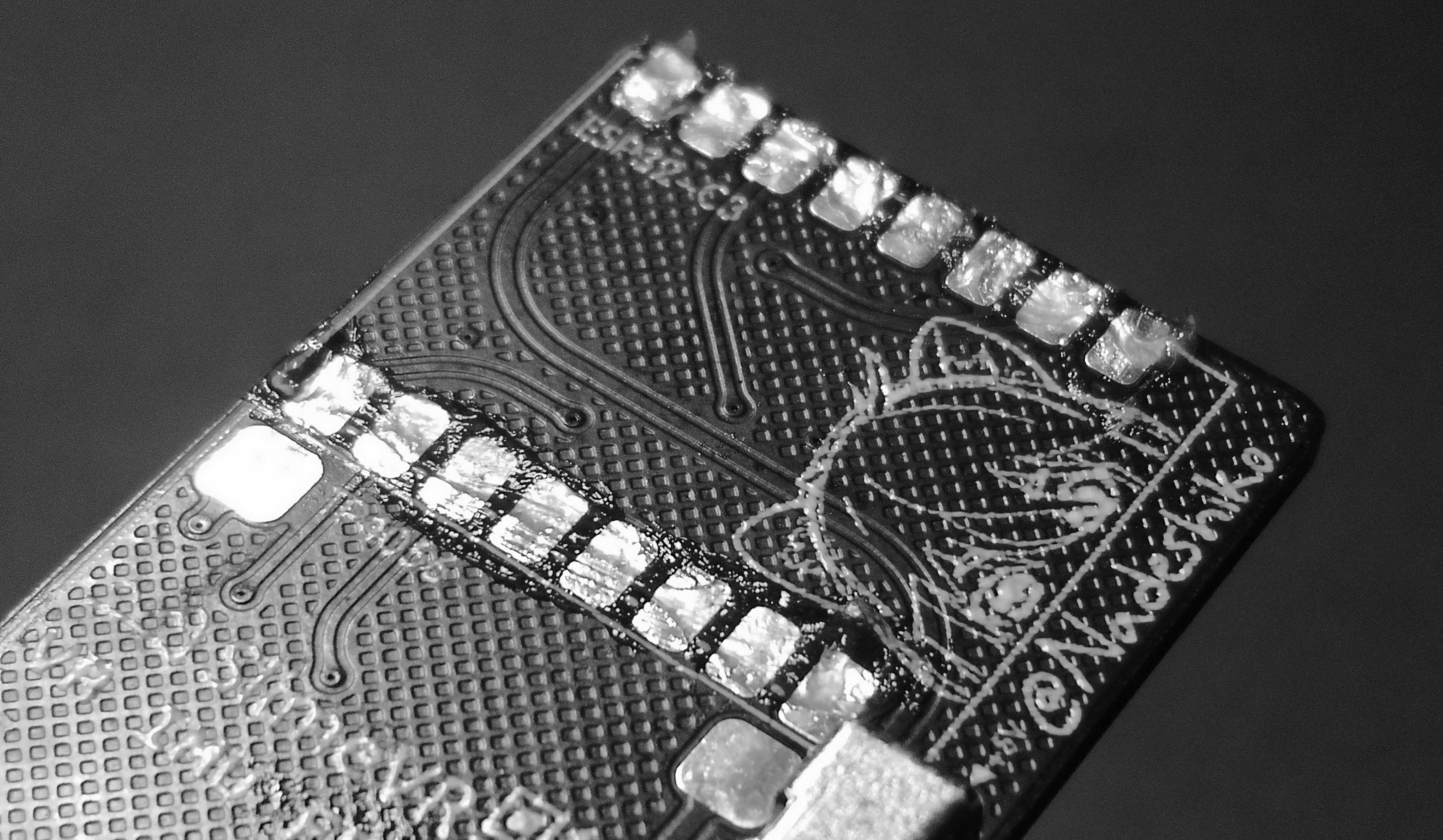 Apply flux to PCB pads before placing ESP32-C3