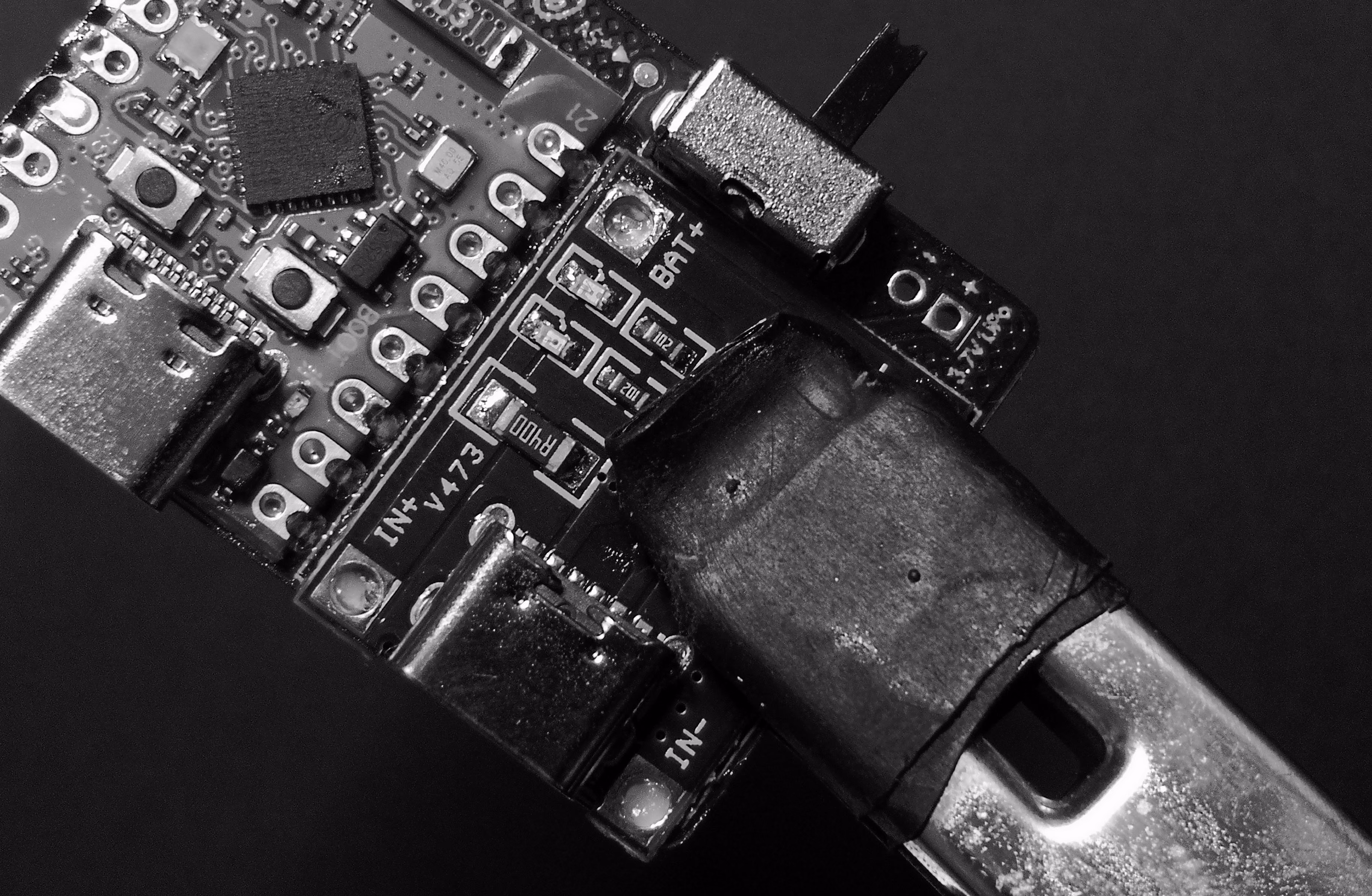 Flux pads and clamp TP4056 flush to PCB